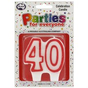 Candles Numeral Red and White #40 Pk1 