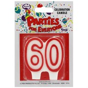 Candles Numeral Red and White #60 Pk1 