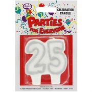 Candles Numeral Silver and White 25 Pk1 