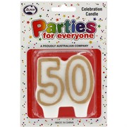 Candles Numeral Gold and White #50 Pk1 