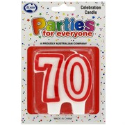 Candles Numeral Red and White #70 Pk1 