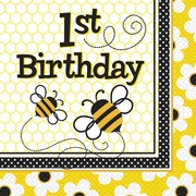 Busy Bees Lunch Napkins - 1st Birthday Pk 16 