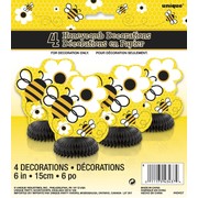 Busy Bees Mini Honeycomb Decorations Pk 4 