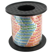Ribbon Curling 250Yds 5mm Happy Birthday Pk1 
