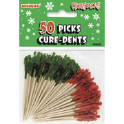 Red & Green Frilled Picks Pk50