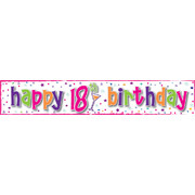 Happy 18th Birthday Girl Laminated Paper Banner Pk1