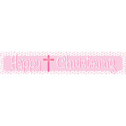 Happy Christening Pink Laminated Paper Banner Pk1