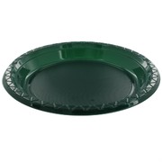 Hunter Green Plastic Plates - Large 23cm Pk25 