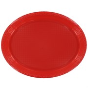 Red Oval Plastic Plates- Large Pk25 