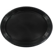 Black Oval Plastic Plates - Large Pk25 