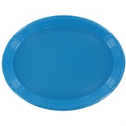 Electric Blue Oval Plastic Plates - Large Pk25 