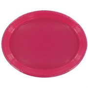 Magenta Oval Plastic Plates - Large Pk25 