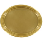 Gold Oval Plastic Plates - Large Pk25 