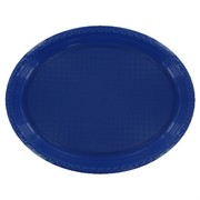 Blue Oval Plastic Plates - Large Pk25 