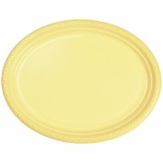 Yellow Oval Plastic Plates - Large Pk25 