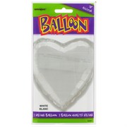 Balloon Foil 18in White Heart Pk1 