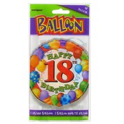 Balloon Foil 18in 18 Birthday Balloons Multi Pk1 