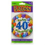 Balloon Foil 18in 40 Birthday Balloons Multi Pk1 