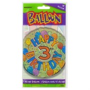 Balloon Foil 18in Balloons Birthday Age 3 Pk1 