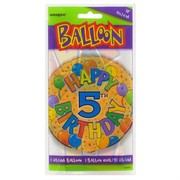 Balloon Foil 18in Balloons Birthday Age 5 Pk1 