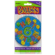 Balloon Foil 18in Balloons Birthday Age 6 Pk1 