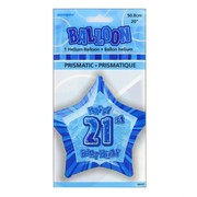 20in (50.8cm) Glitz Blue and Silver Star 21 Foil Balloon Pk1