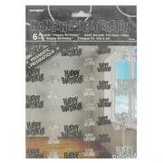 Black and Silver Glitz Hanging Party Decoration - Happy Birthday Pk6