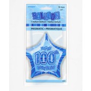 20in (50.8cm) Glitz Blue and Silver Star 100 Foil Balloon Pk1