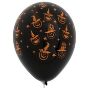 Balloon Latex Witchy Pumpkin Orange Black Pk10 