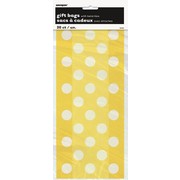 Yellow Cello Bags with White Polka Dots Pk20 