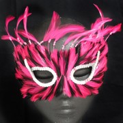 Black & Hot Pink Feather Masquerade Mask Pk 1 