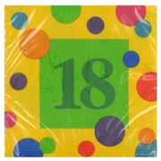 18th Birthday Party Napkins - Cocktail 3Ply Pk16 