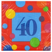 40th Birthday Paryt Napkins - Cocktail 3Ply Pk16 