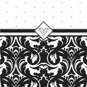 Damask 3Ply Cocktail Napkins - Ever After Pk 16
