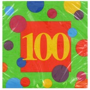 100th Birthday Stripes Party Napkins - Lunch 3Ply Pk16 