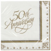 50th Anniversary Party Napkins - Lunch 3Ply Stafford Gold Pk16 