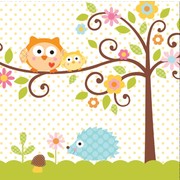 Owl Party Napkins - Lunch Happi Tree 3Ply Pk16 