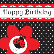 Happy Birthday 3Ply Lunch Napkins - Ladybug Fancy Pk 16 