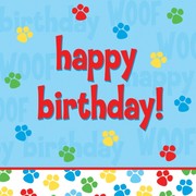Puppy Dog Party Napkins - Lunch 2Ply Happy Birthday - Paw-ty Time! Pk18