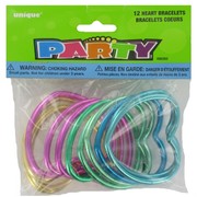 Party Favours - Shiny Heart Bracelets Pk 12 