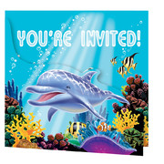 Ocean Party Invitations & Envelopes Pk 8