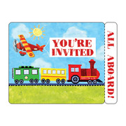 Planes, Trains, Trucks & Boats Invitations & Envelopes - On The Go Pk 8
