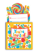 Candy Party Invitations & Envelopes - Sugar Buzz Pk 8