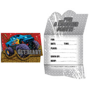 Monster Truck Invitations & Envelopes - Mudslinger Pk 8