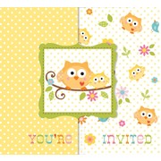 Owl Party Invitations & Envelopes - Happi Tree Pk8 