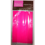 Lollipop Sticks 150mm Fluoro Pink Pk25