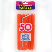 Straws Flexible Pumpkin Orange Pk50 