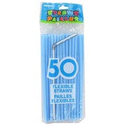 Straws Flexible Baby Blue Pk50 