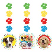 Puppy Dog Party Decorations - Hanging Cutouts - Paw-ty Time! Pk3 