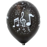 Balloons Latex All Over Musical Notes Metallic Pk10 